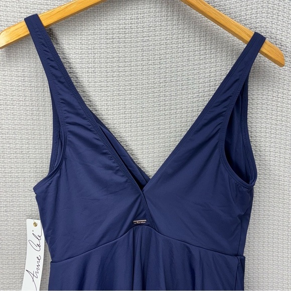 NWT Anne Cole Swimsuit Swimdress Women 6 Navy Blue Halter One Piece Boho Beach - Picture 4 of 6